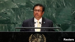 ARQUIVO - O então presidente de Palau, Tommy Esang Remengesau Jr., discursa na 74ª sessão da Assembleia Geral das Nações Unidas na sede da ONU na cidade de Nova York, Nova York, em 25 de setembro de 2019.