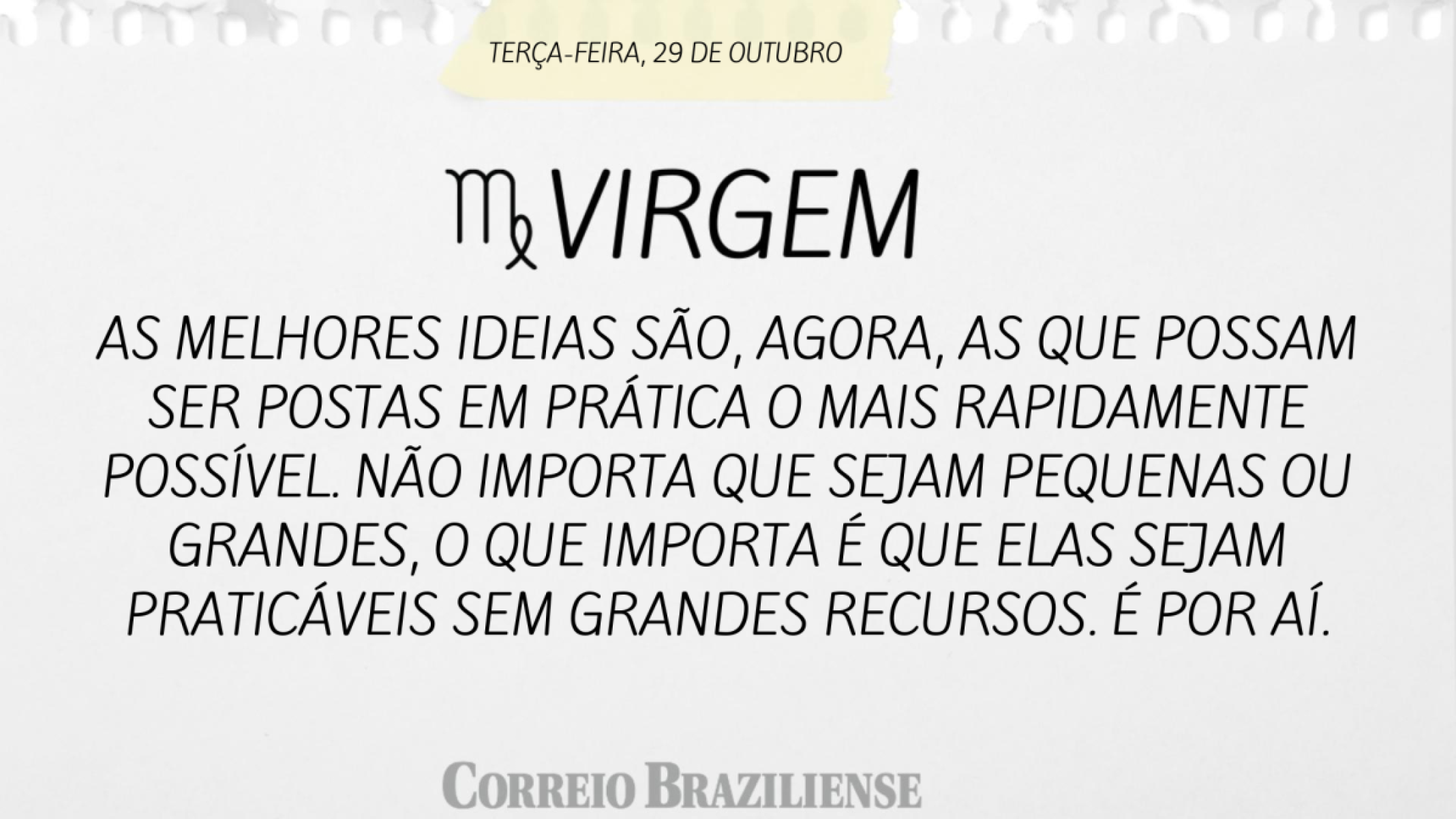 VIRGEM | 29 DE OUTUBRO