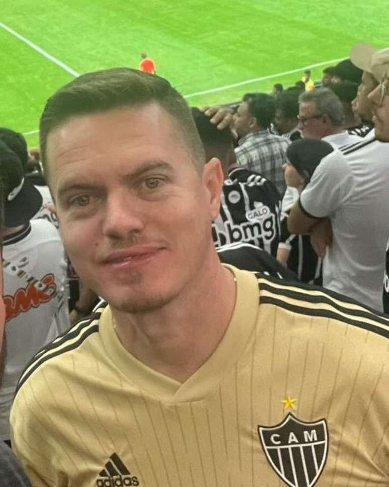 O empresário Júnior Ferreira (41) em um jogo do Galo, na Arena MRV ( O empresário Júnior Ferreira (41) em um jogo do Galo, na Arena MRV (