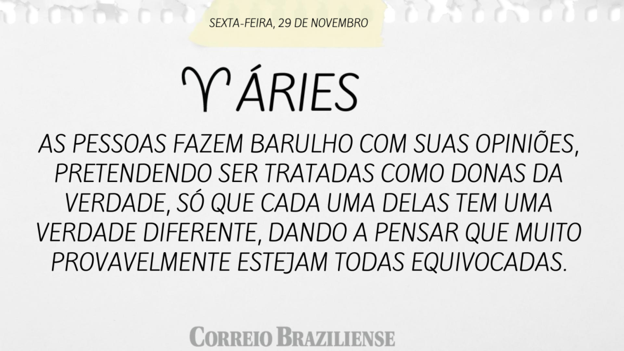 ÁRIES  | 29 DE NOVEMBRO