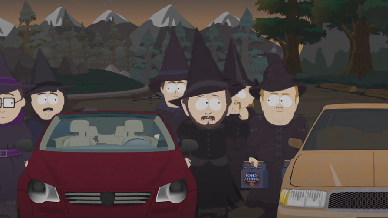 Todos os maridos vestidos de bruxos em South Park.