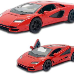 Carrinho de ferro miniatura Lamborghini Countach LPI 800-4, abertura de porta, com fricção, 12,7 CM, De metal, 1/36, Pneus de borracha, Kinsmart (Vermelho)