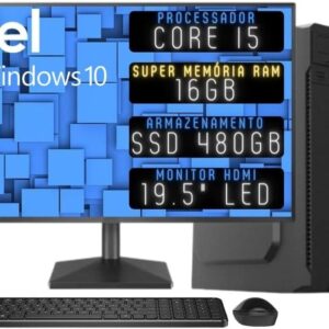 Computador Completo 3green Desktop Intel Core i5 16GB Monitor 19.5" HDMI SSD 480GB Windows 10 3D-089