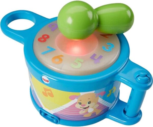 Fisher-Price Aprender e Brincar, Tambor com Música e Efeito Sonoro, 2 Modos de Tocar, Brinquedo para bebês a partir de 6 meses