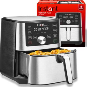 Fritadeira a ar instantâneo Vortex Plus 4 QT, opções de programa personalizado, funções 6 em 1, crocante, grelha, desidrata, assa, reaquece, mais de 100 receitas no aplicativo, da Makers of Instant Pot,