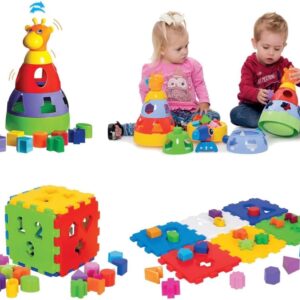 Kit De Brinquedos Educativos De Montar Para Bebês Girafa E Cubo Didático