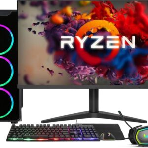 PC Gamer Completo AMD Ryzen 5 5600G, Gráficos Radeon VEGA 7, 16GB DDR4, SSD 512GB, Fonte 500W, Monitor 24" 75Hz, 3green Force - 3F-018