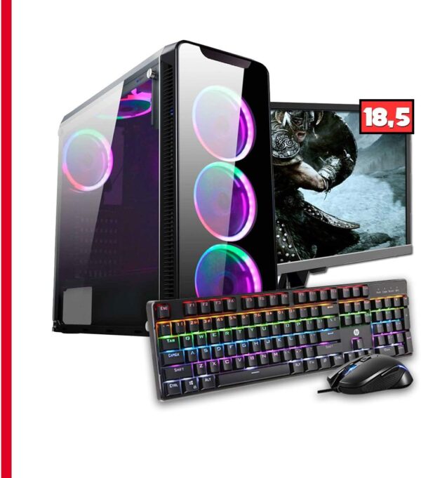 PC Gamer Completo Intel Core i3 10ª Geração, 16GB RAM DDR4, SSD 512GB, RX 550 4GB, Gabinete com LED, Monitor 18,5", WiFi, Headset, Teclado e Mouse GAMER