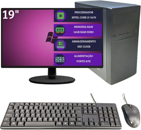 PC OFFICE DreamComputers COMPLETO Intel Core i5, 16GB, SSD 512GB, Monitor 19"