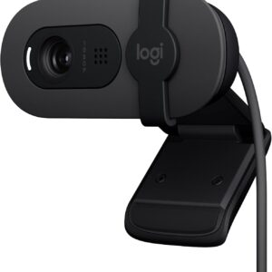 Webcam Full HD Logitech Brio 100 com Microfone Integrado, Proteção de Privacidade, Correção Automática de Luz e Conexão USB-C - Grafite