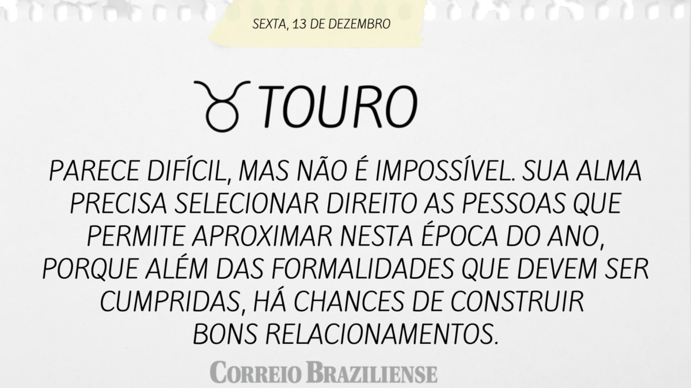 TOURO | 13 DE DEZEMBRO