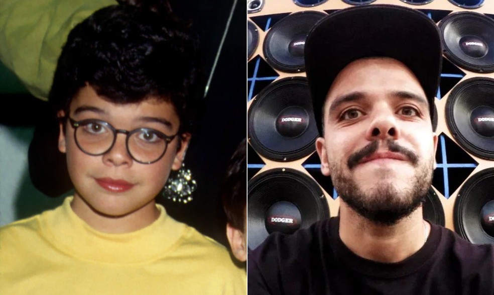 DJ e ex-ator mirim: João Rebello, mais conhecido como DJ Vunje, interpretou papéis de sucesso, na infância, em novelas como 'Vamp' (à esquerda) — Foto: Arquivo/TV Globo e Reprodução/Instagram