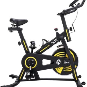 Acte, Bike Spinning 4.0 E32 Estrutura em Aço, Compacta para Uso Doméstico, Preto e Amarelo