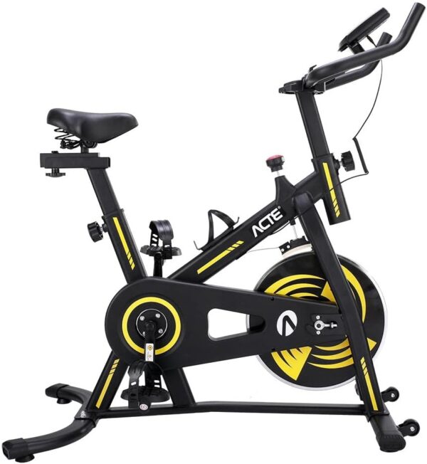 Acte, Bike Spinning 4.0 E32 Estrutura em Aço, Compacta para Uso Doméstico, Preto e Amarelo