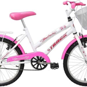 Bicicleta Aro 20 Marbela Com Cesta Branca E Rosa Track Bikes Multicor