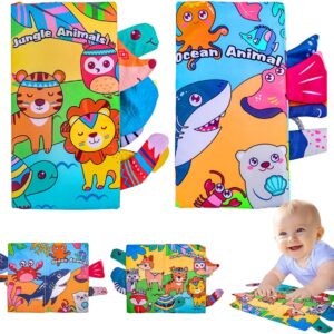 Brastoy Livros de Pano Para Bebês Brinquedos Montessori Sensorial Atividades de 0-12 Meses 2PCS