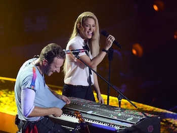 Shakira e Chris Martin comemoraram