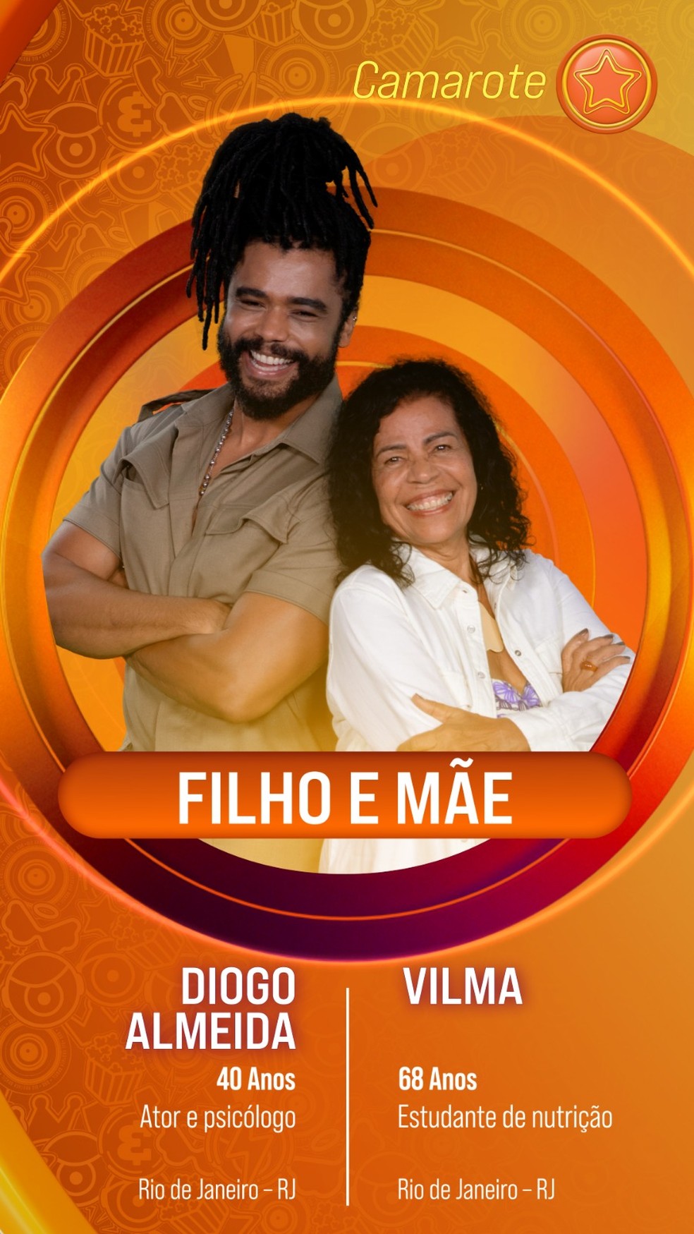 Veja a lista de todos os participantes da edição 4 Diogo Almeida e Vilma: ator joga o BBB 25 com a mãe — Foto: TV Globo