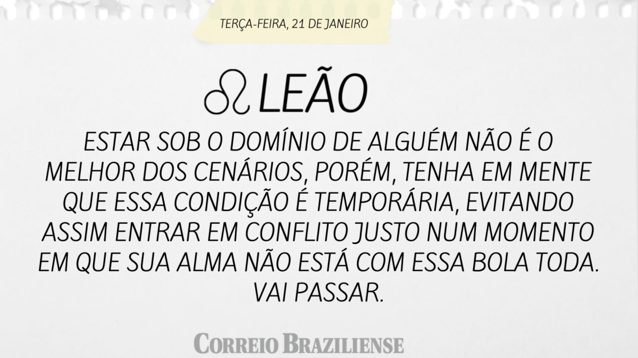 Leão | 21 de janeiro de 2025