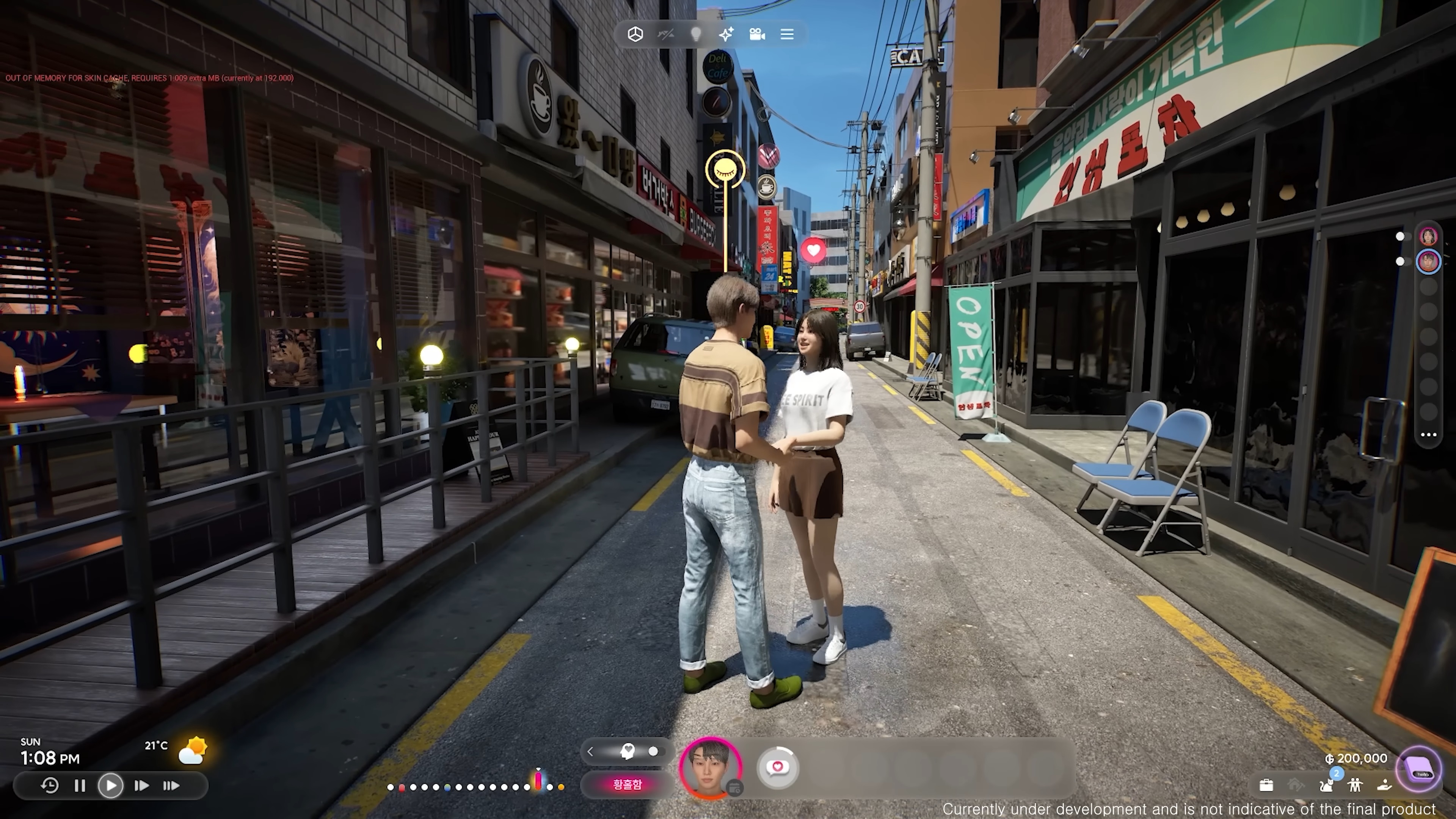 Inzoi revela trailer – dois personagens conversam em uma rua repleta de lojas