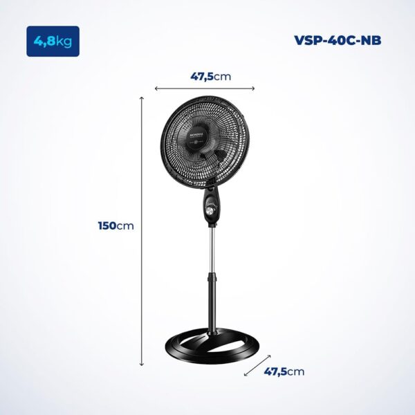 Ventilador Coluna 127V, 40cm, 6 pás, Super Power - VSP-40C-B, MONDIAL - Image 7