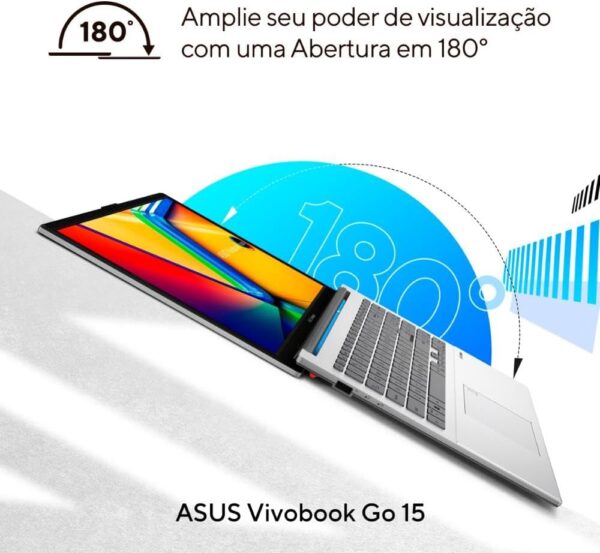 Notebook ASUS Vivobook Go 15 Intel Core i3, 4 GB 256 GB SSD, W11 Home, Tela 15.6" FHD, Cool Silver - E1504GA-NJ441W - Image 4