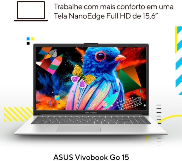 Notebook ASUS Vivobook Go 15 Intel Core i3, 4 GB 256 GB SSD, W11 Home, Tela 15.6" FHD, Cool Silver - E1504GA-NJ441W - Image 7