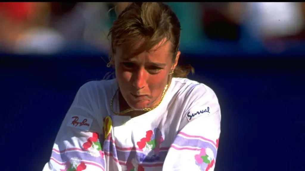 Manuela Maleeva no US Open de 1992 (Getty Images/Simon Brutty)