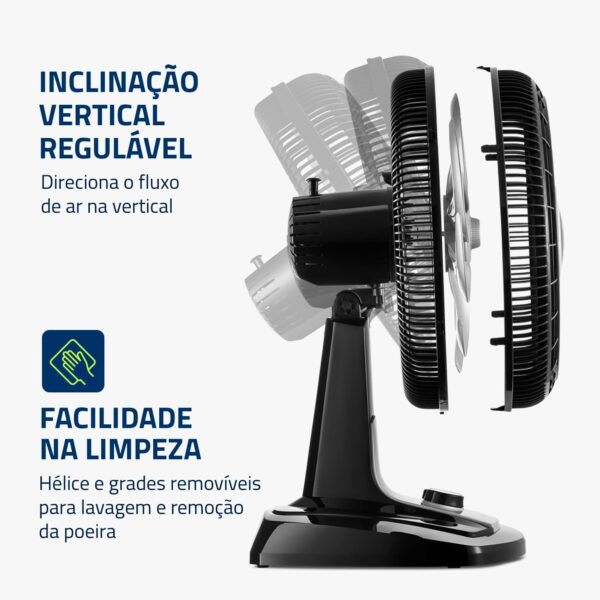 Ventilador 40cm Super Turbo 8 Pás, Mondial, Preto/Prata, 140W, 220V - VTX-40-8P - Image 3