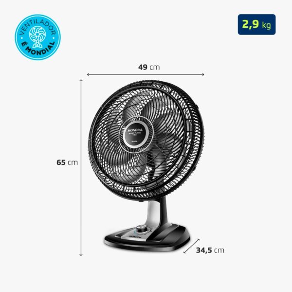 Ventilador 40cm Super Turbo 8 Pás, Mondial, Preto/Prata, 140W, 220V - VTX-40-8P - Image 6