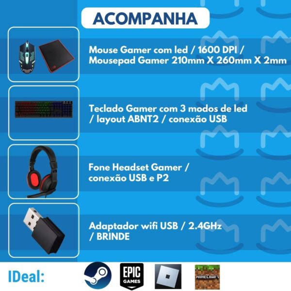 Computador Gamer Xblue TECH Completo Intel I5 16gb Ssd 480gb Com Placa De Vídeo (desktop 2) - Image 5