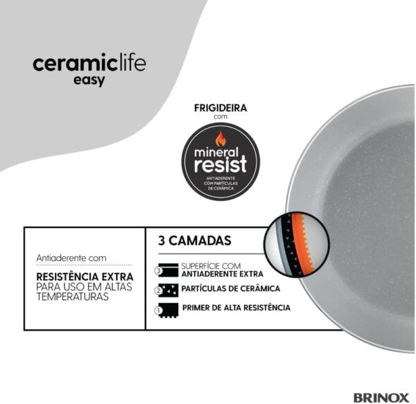 Brinox - Jogo de Panelas 5 Peças Ceramic Life Easy - Cinza - Image 4