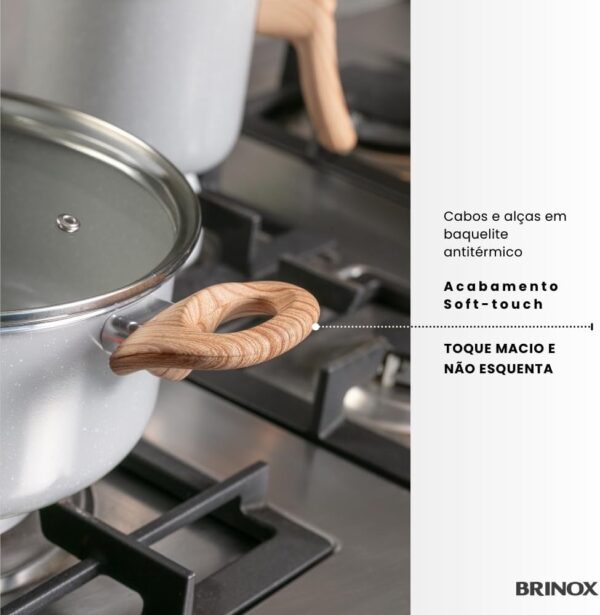 Brinox - Jogo de Panelas 5 Peças Ceramic Life Easy - Cinza - Image 5