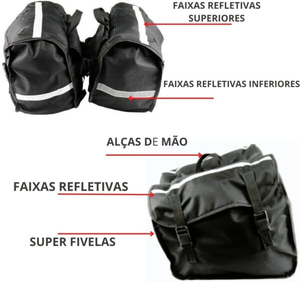 Bolsa Alforge Lateral 60l Novo Para Moto + Capa Chuva - Image 2