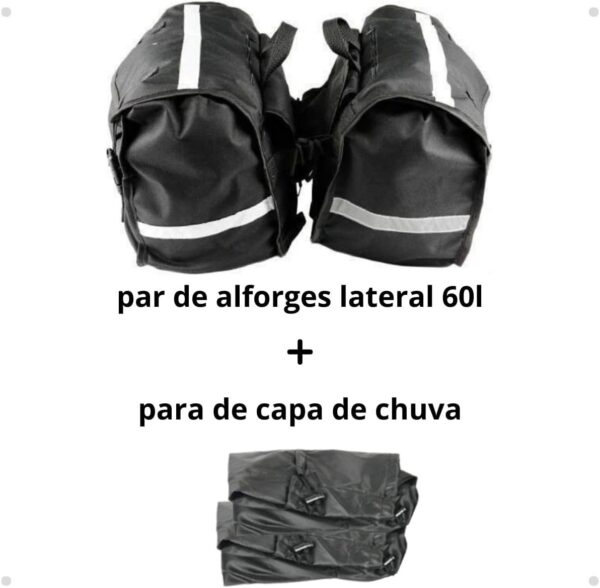 Bolsa Alforge Lateral 60l Novo Para Moto + Capa Chuva - Image 3