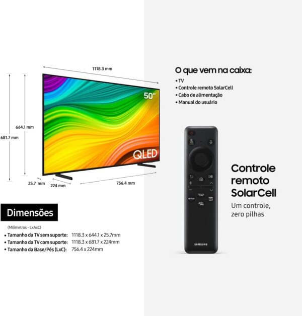 Samsung Smart TV 50" QLED 4K 50Q60D - Tecnologia de Pontos Quânticos, Design AirSlim - Image 3