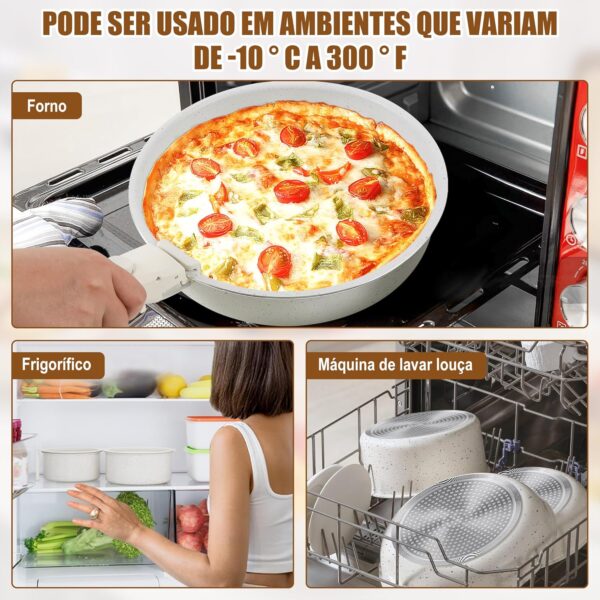 Jogo de Panelas 18 Peças, Conjunto de panelas antiaderentes Punho destacável, Conjuntos de panelas de cozinha de indução antiaderente com alça removível - Image 7