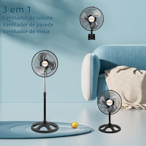 BEMMY Ventilador de Coluna 3 em 1, 28cm 127V 3 velocidades Ventilador Pequeno,Ventiladores com Pedestal - Image 4