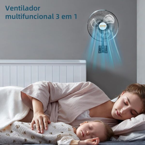 BEMMY Ventilador de Coluna 3 em 1, 28cm 127V 3 velocidades Ventilador Pequeno,Ventiladores com Pedestal - Image 6