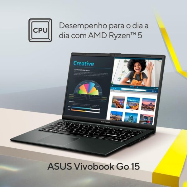 Notebook ASUS Vivobook Go 15 E1504FA AMD Ryzen 5 7520U 8GB Ram 1TB SSD Linux KeepOS Tela 15,6"" FHD Black - NJ1289 - Image 4