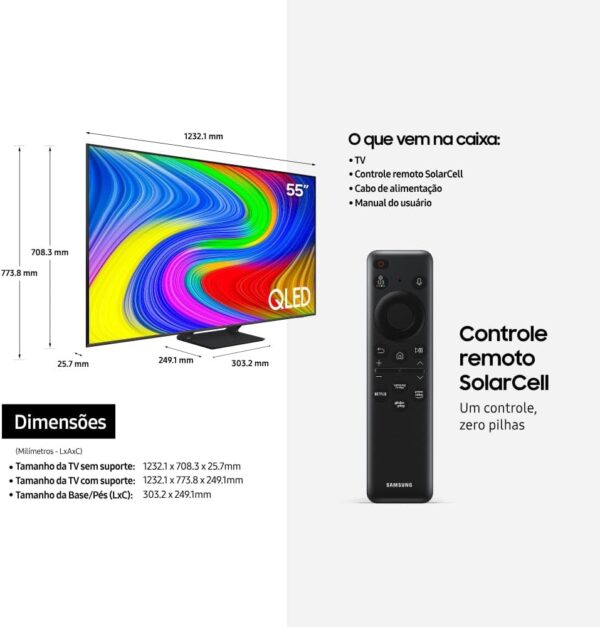 Samsung Smart TV 55" QLED 4K 55Q65D - Tecnologia de Pontos Quânticos, Design AirSlim - Image 3