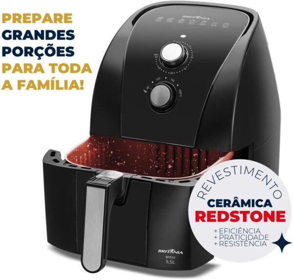 Fritadeira Air Fryer Britânia 5,5L 1500W BFR50 Redstone 220V - Image 8