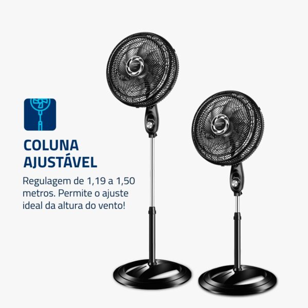 Ventilador de Coluna 40cm Turbo, Mondial, Preto/Prata, 140W, 110V - NVT-40C-8P-B - Image 3