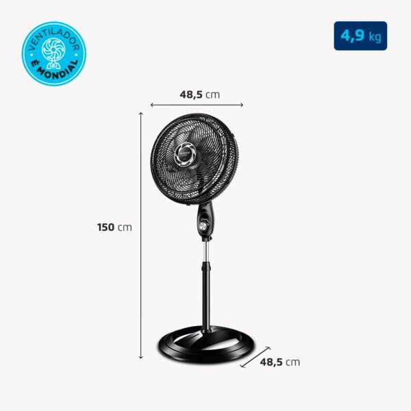 Ventilador de Coluna 40cm Turbo, Mondial, Preto/Prata, 140W, 110V - NVT-40C-8P-B - Image 7