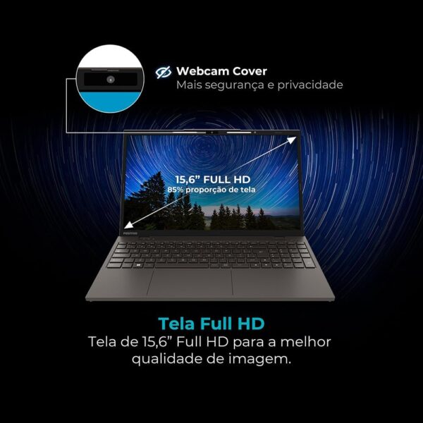 Notebook Positivo Vision i15 Lumina Bar Intel Core i3 11ª gen 8GB RAM 512GB SSD, Tela 15 Polegadas Full HD Antirreflexo, Linux - Cinza - Image 10