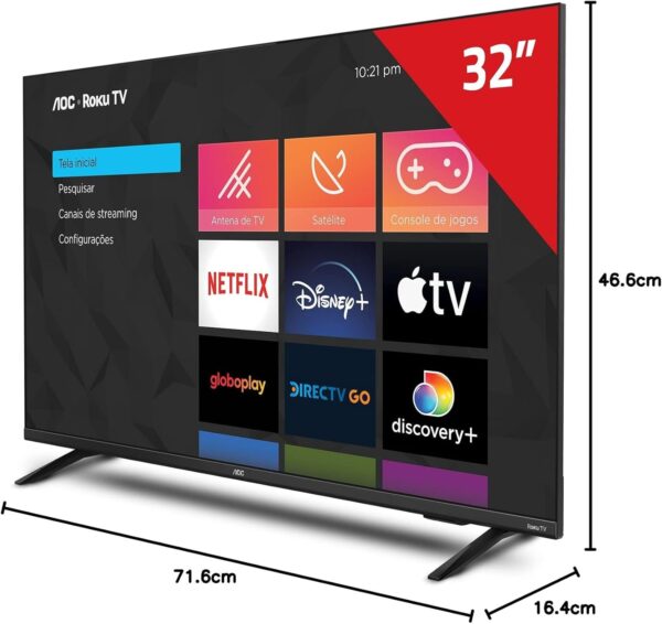 Smart TV LED 32" HD AOC 32S5135/78G - Design sem bordas, Wifi, Conversor Digital, USB, HDMI - Image 9