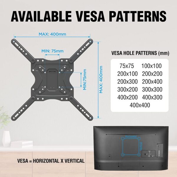 ELG, FULL40_PRO, Suporte de Parede Multiarticulado, Movimentação Total para TVs de 26'' a 65'' com Maior Comprimento de Braço, Capacidade Máxima de 30 kg, Preto - Image 3