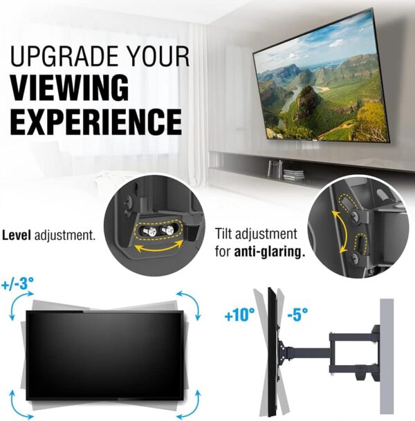 ELG, FULL40_PRO, Suporte de Parede Multiarticulado, Movimentação Total para TVs de 26'' a 65'' com Maior Comprimento de Braço, Capacidade Máxima de 30 kg, Preto - Image 8