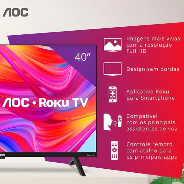 Smart TV 40" AOC Roku TV DLED Full HD 40S5045/78G - 220V - Image 3