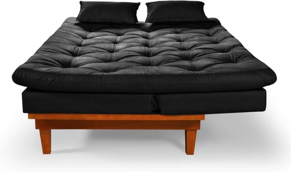 Sofa Cama Reclinavel Caribe Com Duas Banquetas Rubi Suede Preto - Image 7